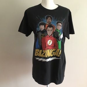 🦋 Big Bang Theory BAZINGA! Black Graphic T-Shirt